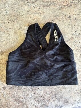 GYMSHARK Black Zebra Gym Sports Bra Crop Top Size XS